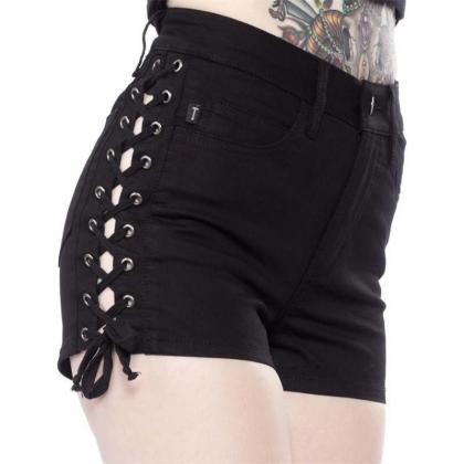Women Side Lace Up Hollow Out High ..