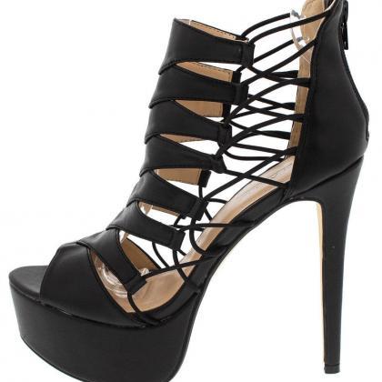 Sexy Strappy Open Toe Stiletto Stripper Shoes High Heels Platform