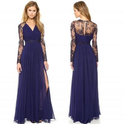 2015 Sexy Lace Floral chiffon Boho Long Maxi Casual Party Cocktail Evening Dress