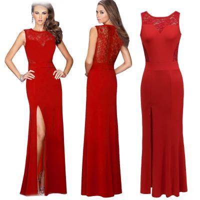 Women's Red Formal Evening Dress Sleeveless Sexy Cocktail Dress Long Ball Gown