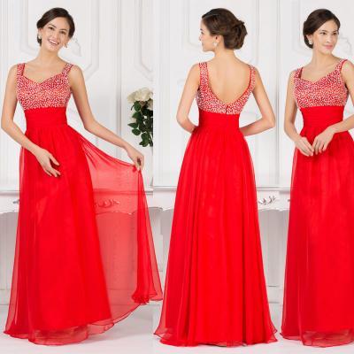 NEW Beaded Long Chiffon Formal Evening Party Prom Dresses Bridesmaid Gown Ball