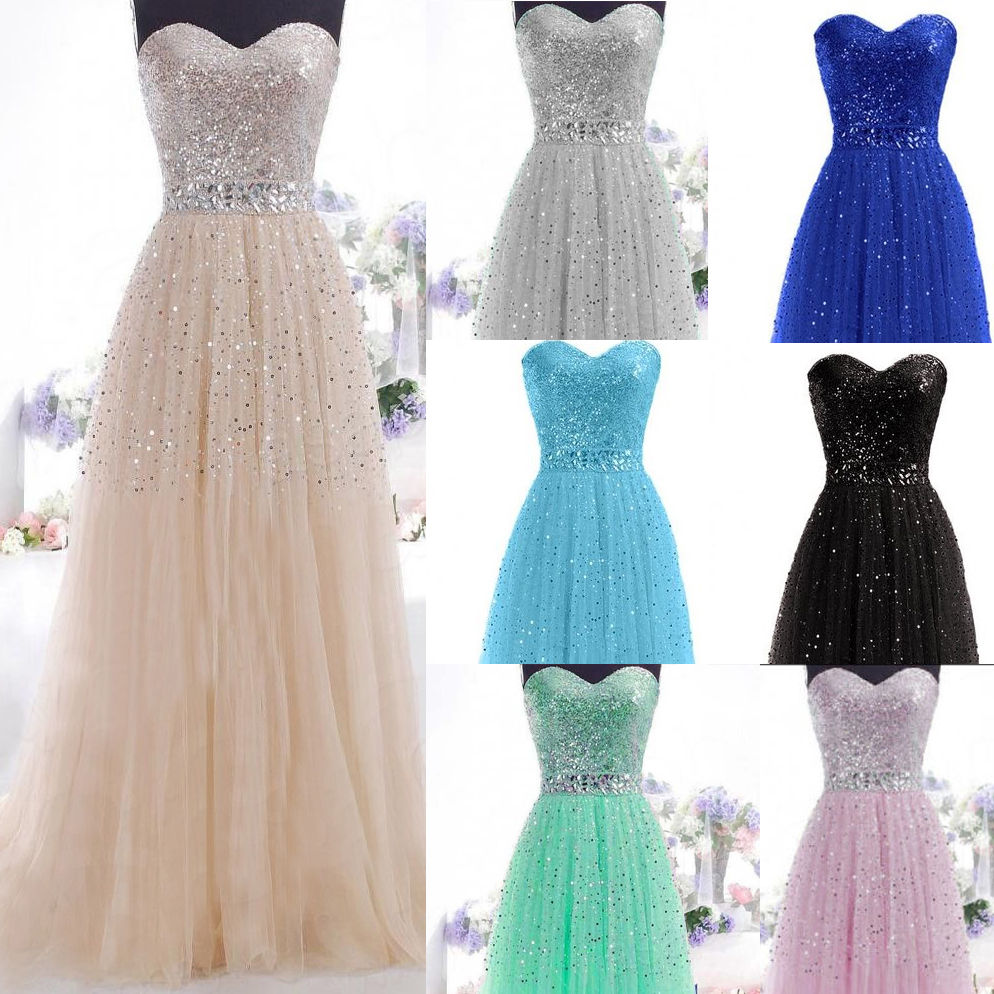 Beaded Long Women Formal Evening Bridesmaid Dresses Party Prom Ballgown Long