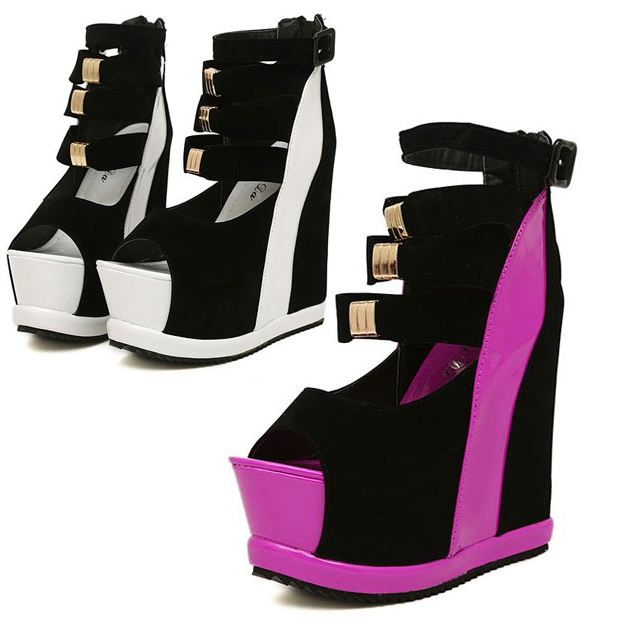 Open Toe Platform Wedges Strappy Sexy High Heel Ankle Ladies Boots Booties Shoes