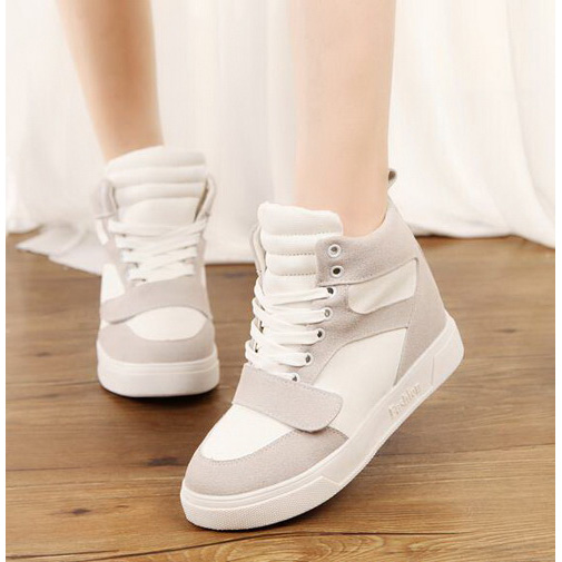 Fashion High Top Sneakers Lace Up Splice Thick Sole Plimsoll Trainer ...