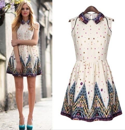 Sexy Women's Sleeveless Floral Casual Summer Cocktail Party Short Chiffon Dress