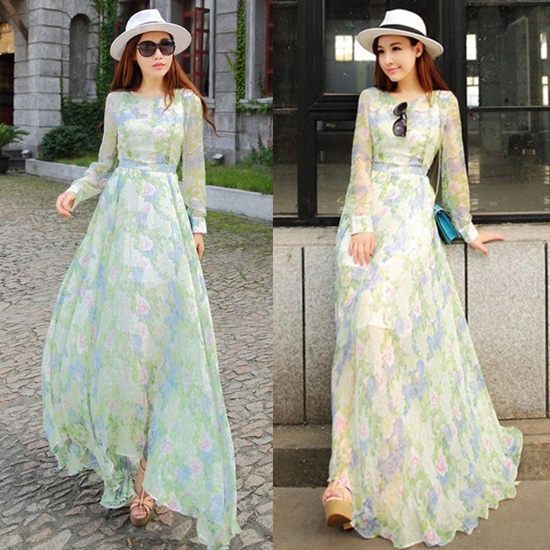 womens long chiffon dress