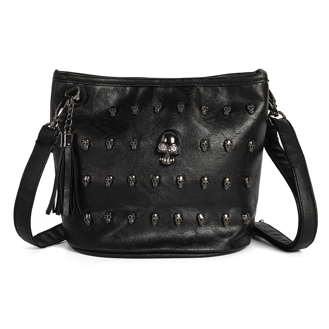 black skull messenger bag