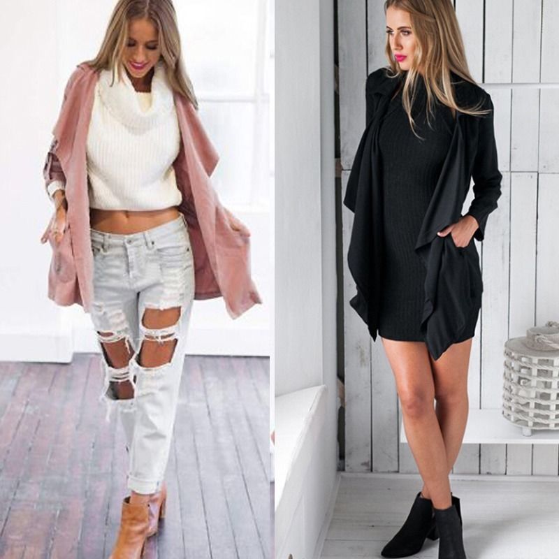 2015 Women Slim Drawstring Hooded Jacket Casual Trench Coat Windbreaker Outwear