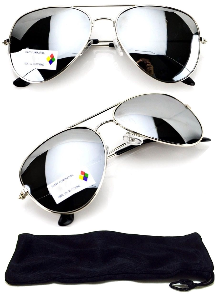 Classic Aviator Fashion Sunglasses For Mens Womens Retro Silver-Mirrored