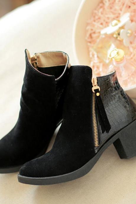Womens Winter Ankle Boots High Heels Platform Riding Stylish Shoes