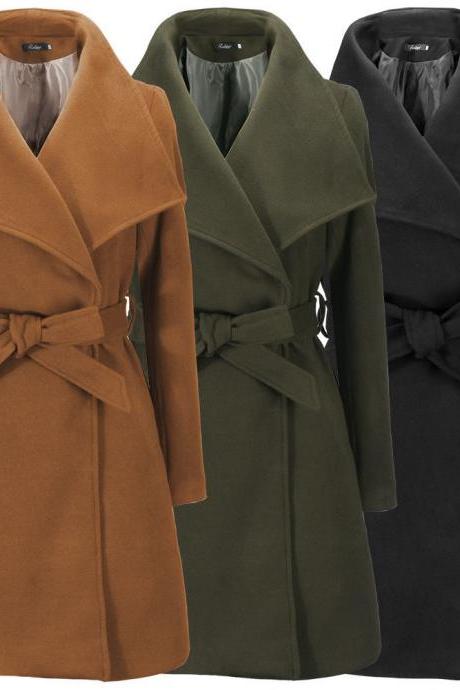 Fashion Women's Woolen Coat Thicken Warm Winter Parka Jackets Outwear Overcoat