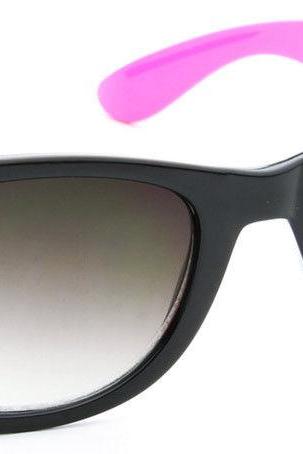 Women Sunglasses Retro Wayfarer Black Frame Gradient Lens Pink Zebra Temples