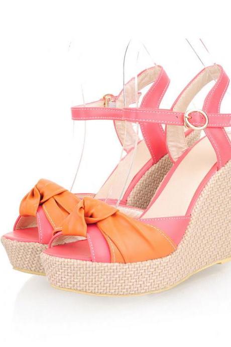 Womens Lady Wedge High Heels Shoes Peep Toe Sandals Platform Pumps