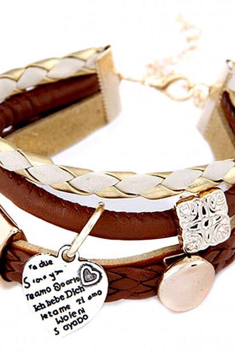 CHIC Fashion Women Bracelet Jewelry Leather Infinity Charm Cuff Bangle Wrap Gift