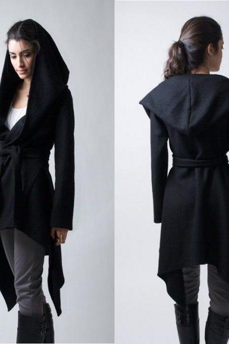Women's Slim Long Woolen Trench Coat Outwear Parka Windbreaker Cardigan