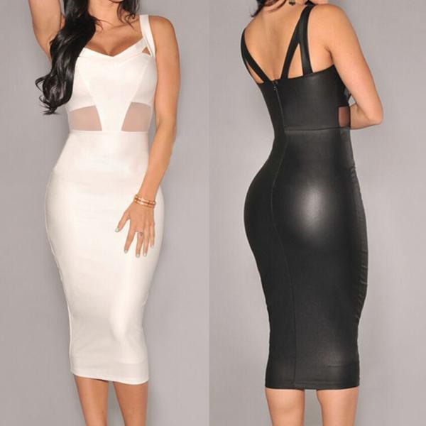 white leather bodycon dress