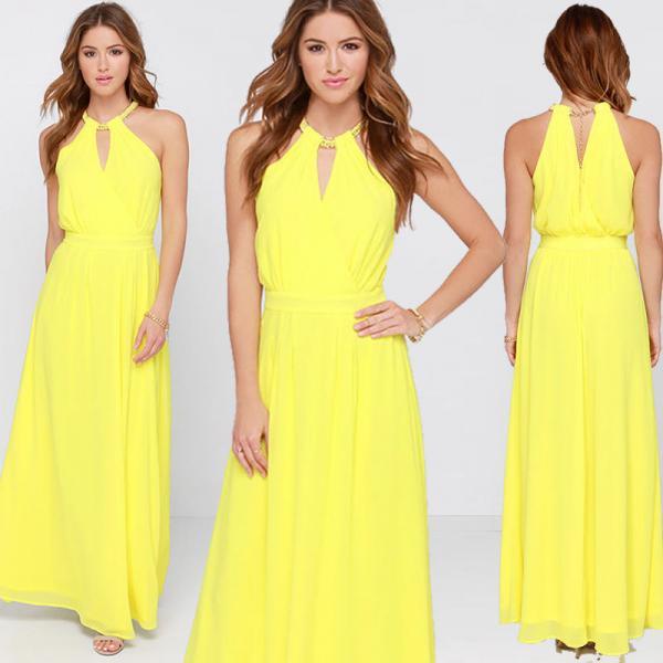 Yellow Beach Dress Evening Party