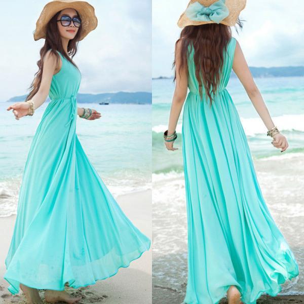 Summer Long Maxi Dress Beach Dresses Chiffon Dress on Luulla