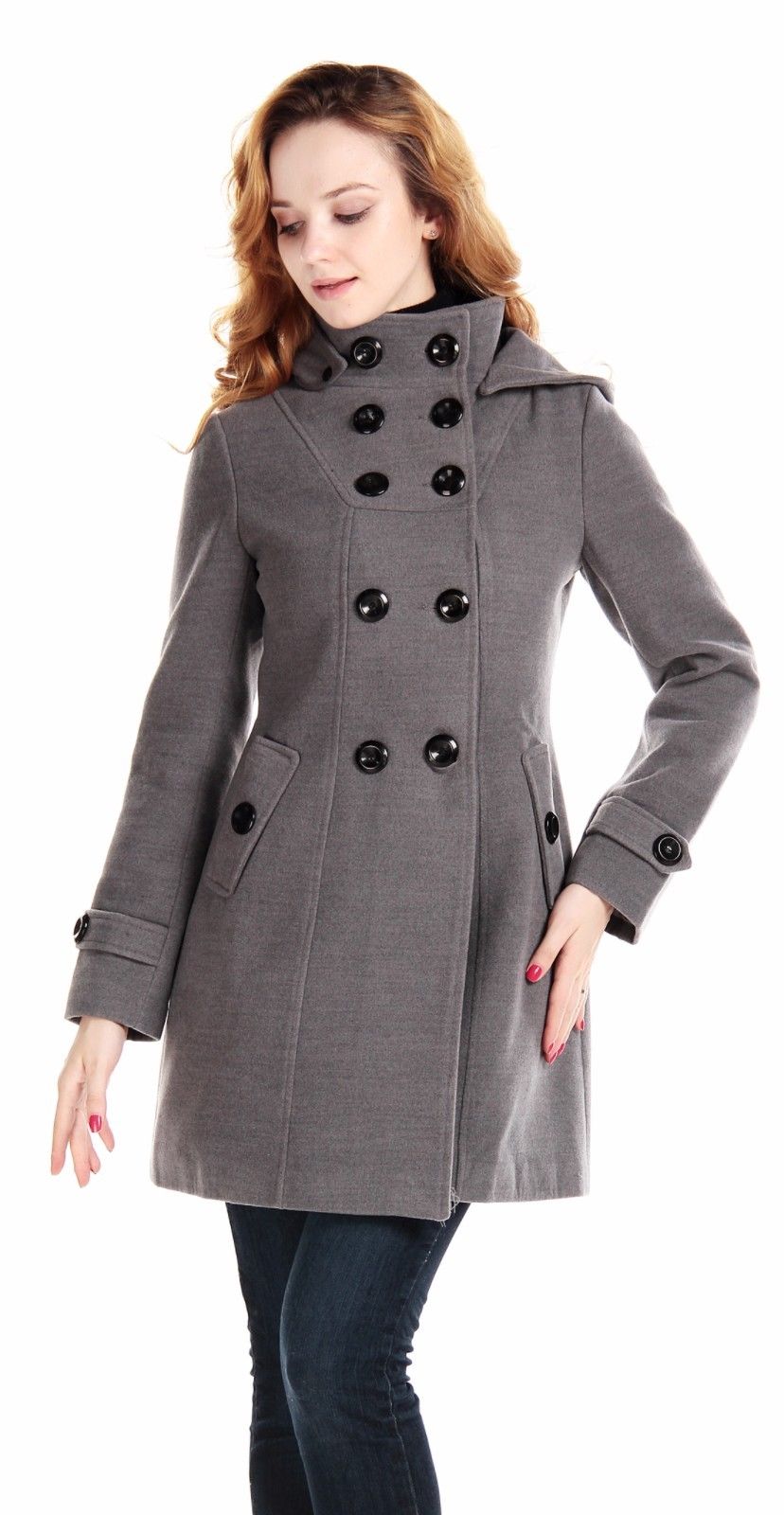 Women Wool Coat Double Breasted Winter Long Hooded Trench Coat Outwear Fashion On Luulla