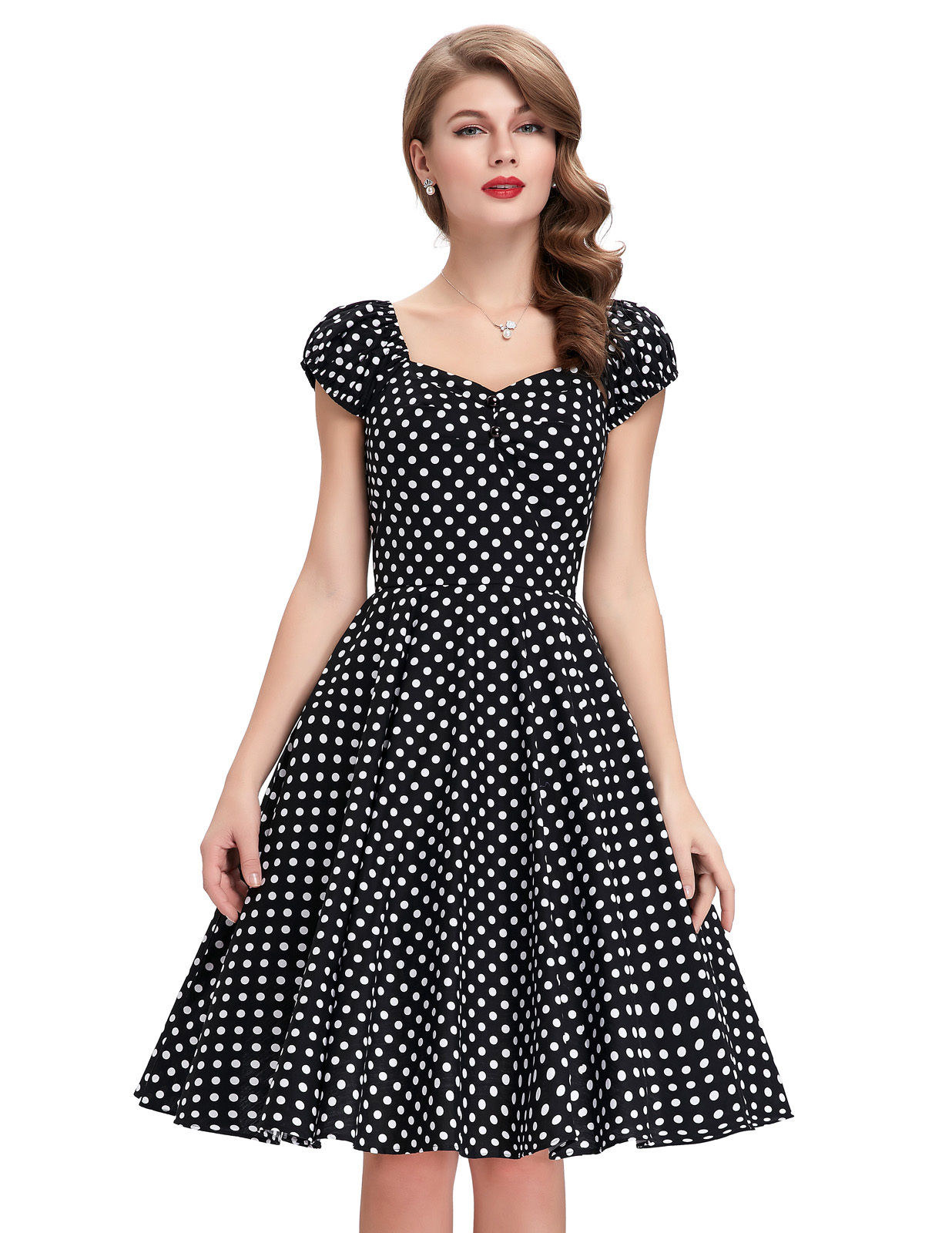 Summer Women’s Vintage 50s Polka Dots Evening Party Short Retro Dresses ...